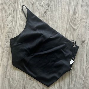 Zara One Shoulder Black Crop Top